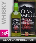 Whisky clan-cambell 70cl, à 23 euros